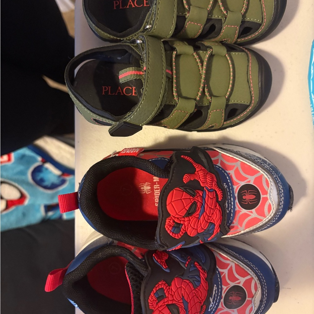 Spider-Man Kids Sneakers - Red and Blue and Children’s Place Fisherman Sandals